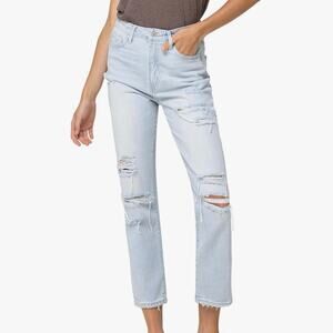 Vervet Super High Rise Distressed Crop Straight Leg Medium Wash Jeans Women's 26